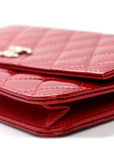 Patent Quilted Brilliant Wallet On Chain WOC Red