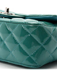 Patent Quilted Mini Rectangular Flap Turquoise