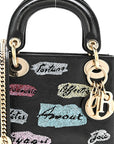 Calfskin Beaded Mini Lady D1OR Black