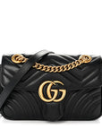 Calfskin Matelasse Mini GG Marmont Shoulder Bag Black