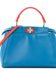 Nappa Colorblock Mini Peekaboo Iconic Satchel Blue Royal Papavero Cuoio