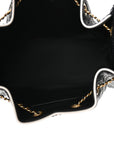 Braided Raffia Calfskin Small CHNL 25 Handbag Black White