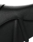 Grained Calfskin Saddle Bag With Strap Black
