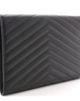 Grain De Poudre Matelasse Chevron Monogram Envelope Clutch Black