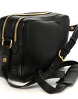Vitello Daino Medium Double Zip Shoulder Bag Black