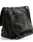 Crinkled Lambskin Matelasse Monogram Medium Niki Chain Satchel Dark Green