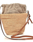 Calfskin Raffia Anagram Paulas Ibiza Pochette Bag Natural Tan