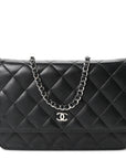Lambskin Quilted Wallet On Chain WOC Black