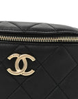 Lambskin Quilted Resin Bi-Color Waist Bag Fanny Pack Black