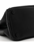 City Calf Hand Stitched Large Galleria Double Zip Tote Black