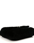 Shearling Lambskin Crystal Strass Flap Black
