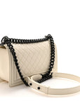 Calfskin Quilted Medium Boy Flap White