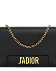 Calfskin J'AD1OR Wallet on Chain Pouch Black