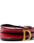 Grained Calfskin Mini Saddle Bag Red
