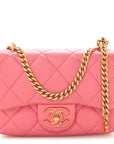 Lambskin Enamel Quilted Pending CC Mini Square Flap Pink