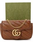 Azalea Calfskin Matelasse Diagonal Super Mini GG Marmont Shoulder Bag Cuir
