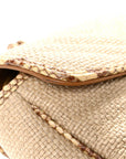 Raffia Elaphe Matelasse Small GG Marmont Shoulder Bag Natural Cream Brown