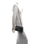 Lambskin Chevron Quilted Mini Rectangular Flap Black
