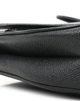 Grained Calfskin Mini Saddle Bag With Strap Black