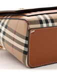 Coated Canvas Calfskin Vintage Check Medium Note Crossbody Bag Briar Brown