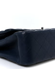 Lambskin Quilted Jumbo Double Flap Navy