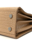 Calfskin Crocodile Embossed Nano Sac De Jour Brown