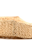 Yarn Raffia Effect Crochet Logo Embroidered Tote Bag Naturale
