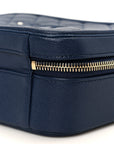 Caviar Quilted Medium CC Filigree Vanity Case Navy