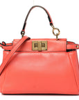 Shiny Nappa Micro Peekaboo Iconic Satchel Rosso Pimento