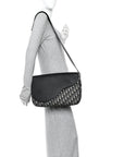 Grained Calfskin Oblique Saddle Messenger Black