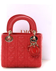 Calfskin Cannage D1ORamour Mini Lady D1OR Bag Bright Red