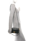 Natural Smooth Calfskin Small Hourglass Sling Bag Black