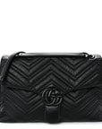 Soft Calfskin Matelasse Medium GG Marmont Shoulder Bag Black