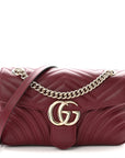 Calfskin Matelasse Small GG Marmont Shoulder Bag Rosso Ancora Red