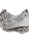 Metallic Agneau Arena Le Cagole Chain Shoulder Bag XS Silver