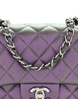 Iridescent Lambskin Quilted Mini Square Flap Dark Purple