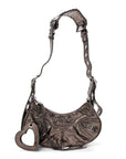 Metallic Agneau Arena Le Cagole Shoulder Bag XS Dark Bronze