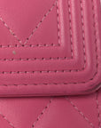 Lambskin Quilted Boy Square Wallet on Chain WOC Pink