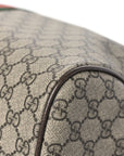 GG Supreme Monogram Textured Dollar Calfskin Web Medium Savoy Duffle Bag Beige Dark Brown