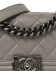 Calfskin Quilted Small Boy Flap Grey