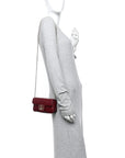 Calfskin Matelasse Super Mini GG Marmont Shoulder Bag Rosso Ancora