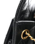 Shiny Crumpled Calfskin Quilted Small CHNL 25 Handbag Black
