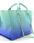 Shaded Calfskin Medium Deauville Tote Light Green Turquoise Purple