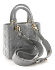 Lambskin Cannage Small My Lucky Badges My Lady D1OR Grey