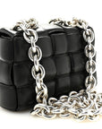 Lambskin Maxi Intreccio Padded Chain Cassette Crossbody Bag Black