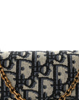 Oblique Saddle Chain Long Wallet Blue