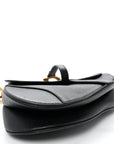 Grained Calfskin Saddle Bag Black