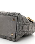 Metallic Grained Calfskin Cannage Medium Supple Lady D1OR Steel