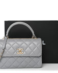 Lambskin Quilted Small Trendy CC Flap Dual Handle Bag Grey