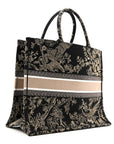 Canvas Embroidered Large Ornamental Cornely Book Tote Black Beige